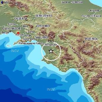Terremoti: scossa di magnitudo 3.7 nel Salernitano