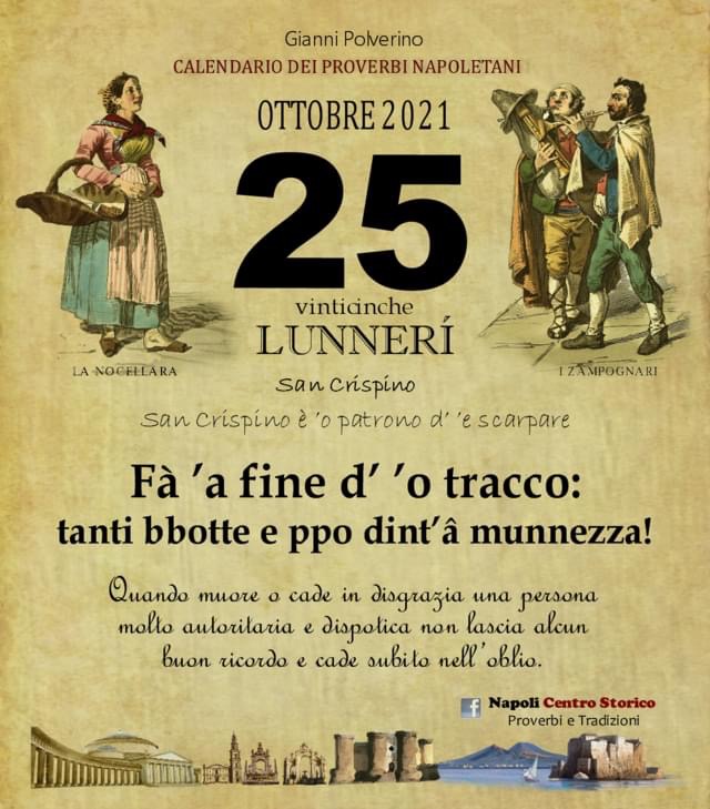 O PRUVERBIO D O JUORNO. Lunedì 25 ottobre 2021