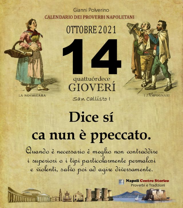 O PRUVERBIO D O JUORNO. Giovedì 14 ottobre 2021