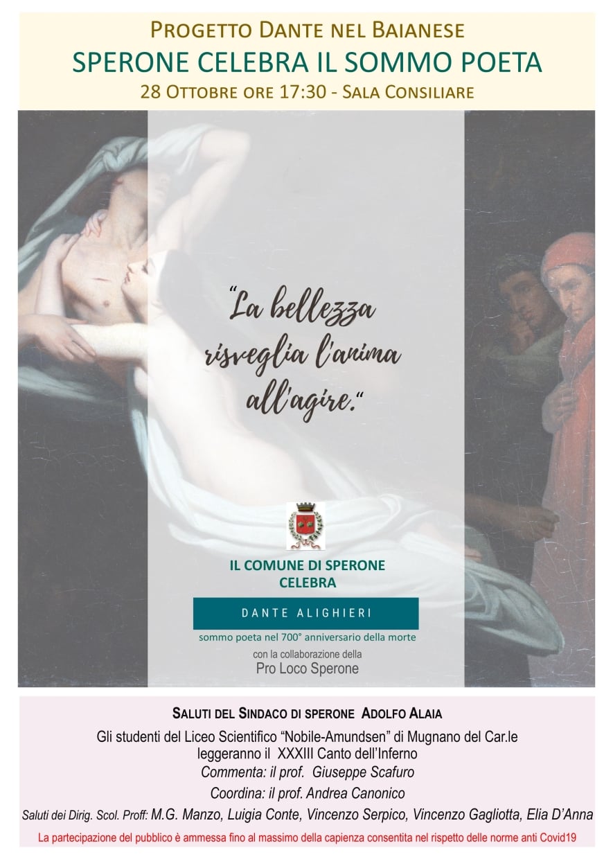 SPERONE. Palazzo comunale, si legge Dante Alighieri