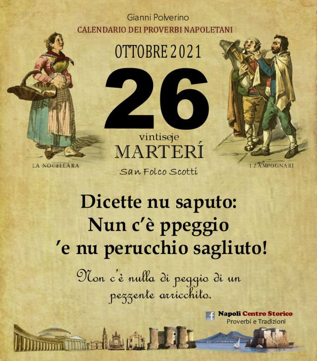 O PRUVERBIO D O JUORNO. Martedì 26 ottobre 2021