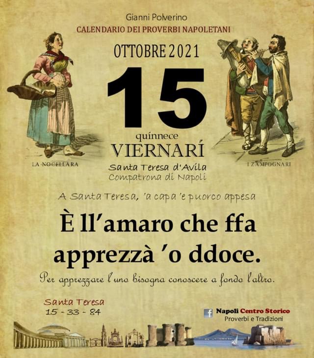 O PRUVERBIO D O JUORNO. Venerdì 15 ottobre 2021