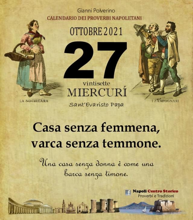 O PRUVERBIO D O JUORNO. Mercoledì 27 ottobre 2021