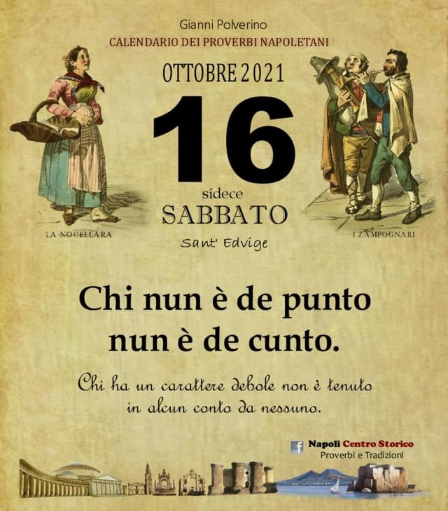 O PRUVERBIO D O JUORNO. Sabato 16 ottobre 2021