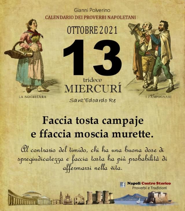 O PRUVERBIO D O JUORNO. Mercoledì  13 ottobre 2021