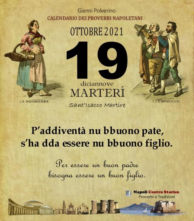 O PRUVERBIO D O JUORNO. Martedì 19 ottobre 2021