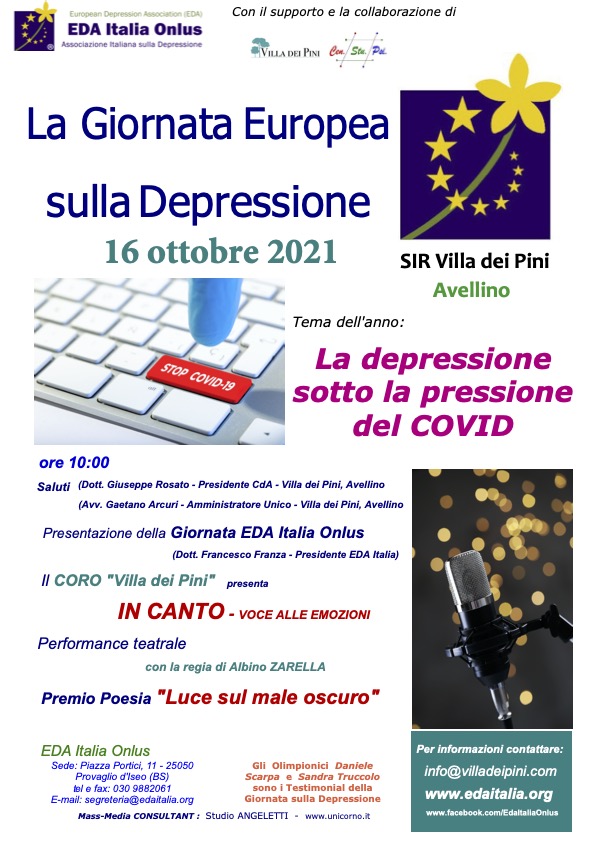Il 16 ottobre, ad Avellino la “Giornata Europea sulla Depressione” fa il punto sulla “Depressione sotto la pressione del Covid”