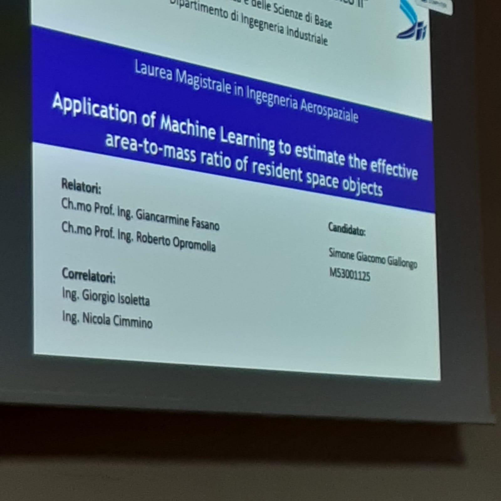 100 DI QUESTI GIORNI. Baianese, Laurea Magistrale in Ingegneria  Aerospaziale con lode per Simone Giacomo Giallongo