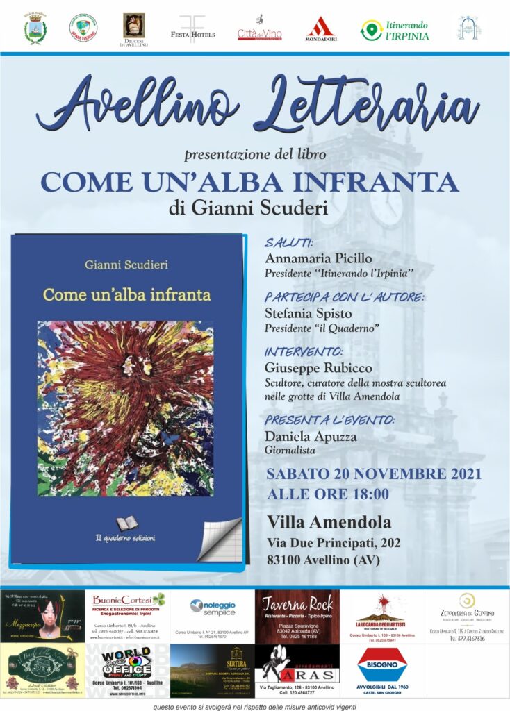 Avellino Letteraria appuntamento sabato 20 novembre Villa Amendola