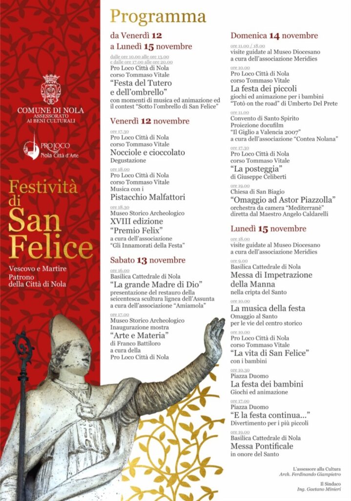 Nola. Festa Patronale di San Felice, Vescovo e Martire: ecco il calendario degli eventi