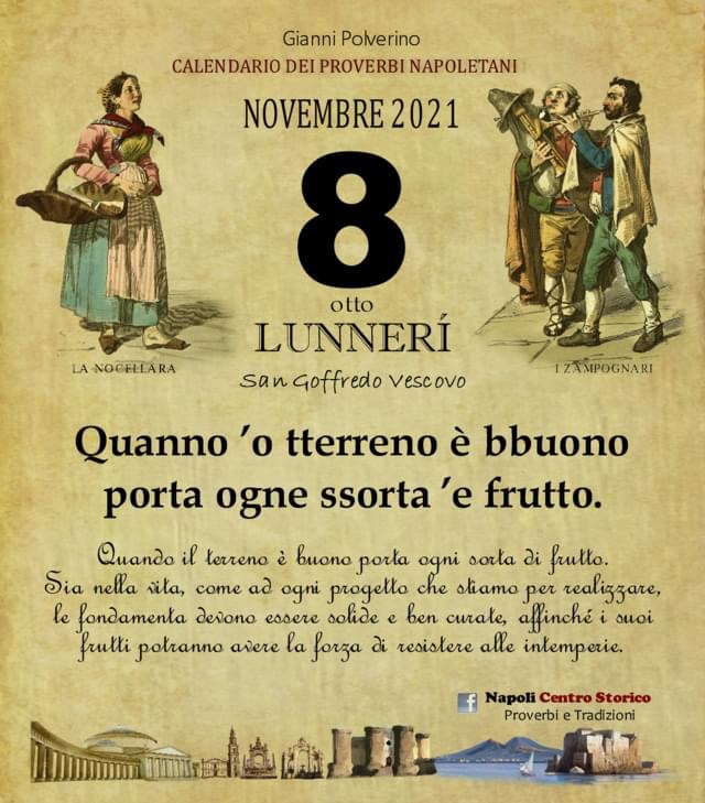 O PRUVERBIO D O JUORNO. Lunedì 8 novembre 2021 O PRUVERBIO D O JUORNO. Lunedì 8 novembre 2021