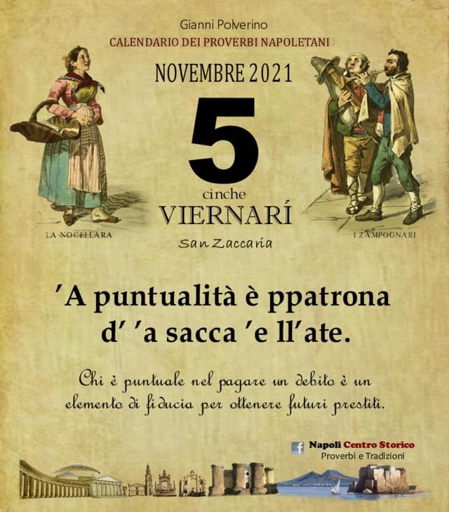 O PRUVERBIO D O JUORNO. Venerdì 5 novembre 2021