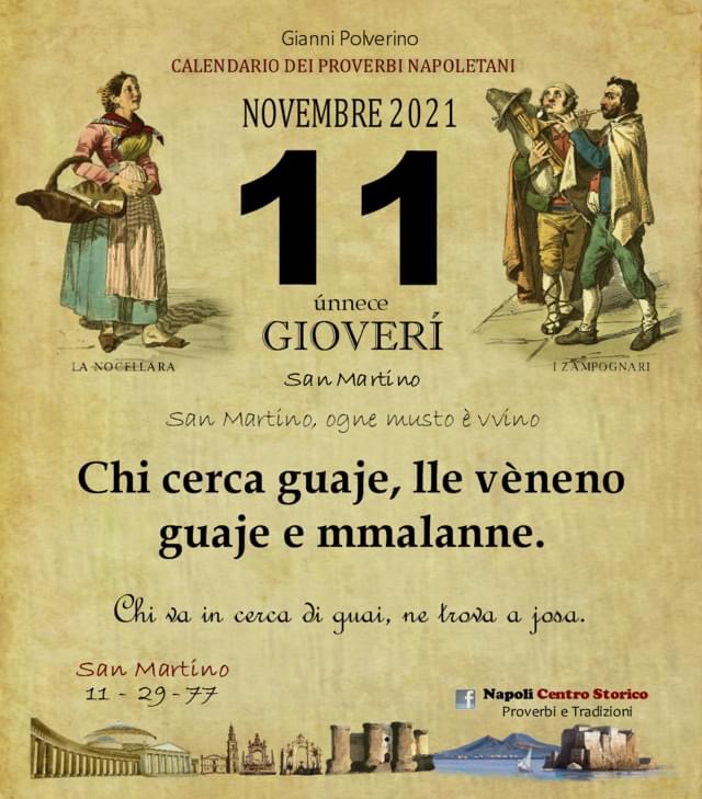 O PRUVERBIO D O JUORNO. Giovedì 11 novembre 2021