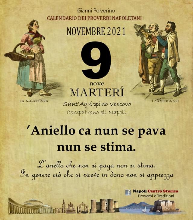 O PRUVERBIO D O JUORNO. Martedì 9 novembre 2021