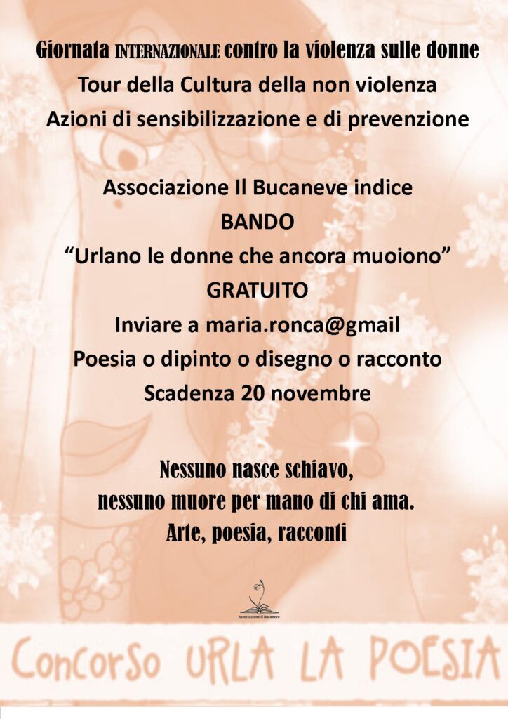 Un concorso per dire no alla violenza, organizzato dall’Associazione “Il bucaneve”