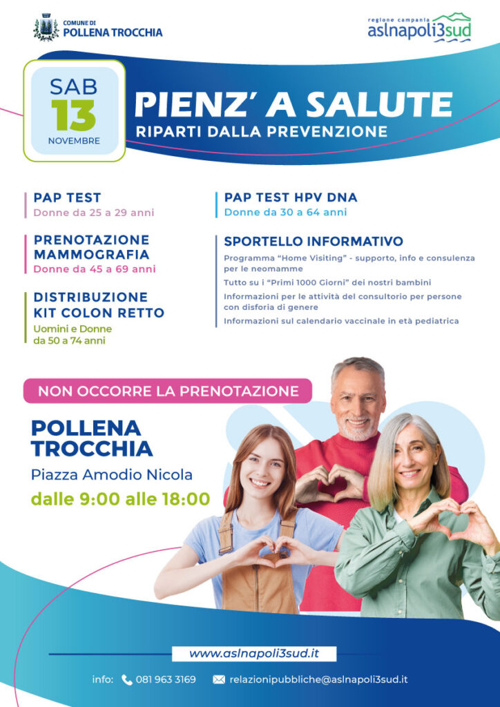 POLLENA TROCCHIA. PIENZ A SALUTE, Domani in piazza Amodio liniziativa di prevenzione dellAsl NA3