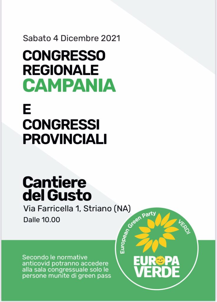 Congresso Regionale di Europa Verde sabato 4 dicembre alle 10 a Striano.