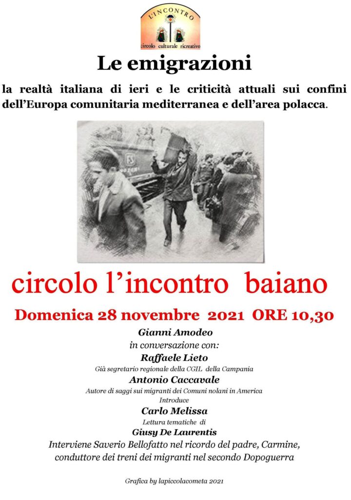 Baiano. Forum domenica, all’Incontro. Le emigrazioni, nel secondo Dopo guerra e nel Terzo Millennio