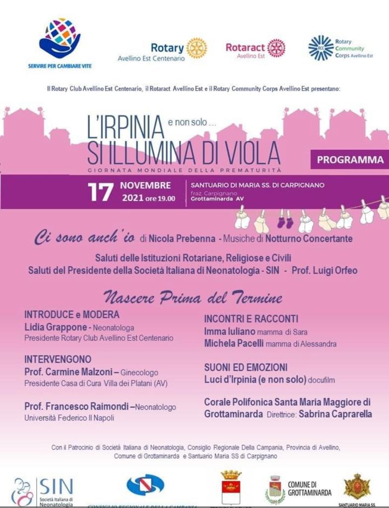 LIrpinia si illumina di viola 17 Novembre 2021 Giornata Mondiale della Prematurità LIrpinia si illumina di viola 17 Novembre 2021 Giornata Mondiale della Prematurità