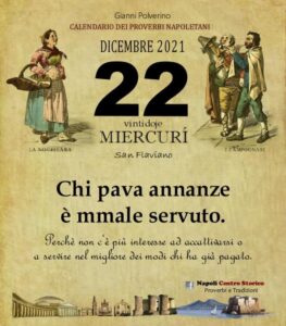 O PRUVERBIO D O JUORNO. Mercoledì 22 dicembre 2021