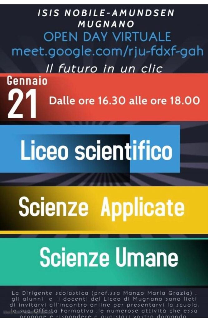 MUGNANO. Il 21 gennaio l’Open Day virtuale dell’ISIS Nobile Amundsen
