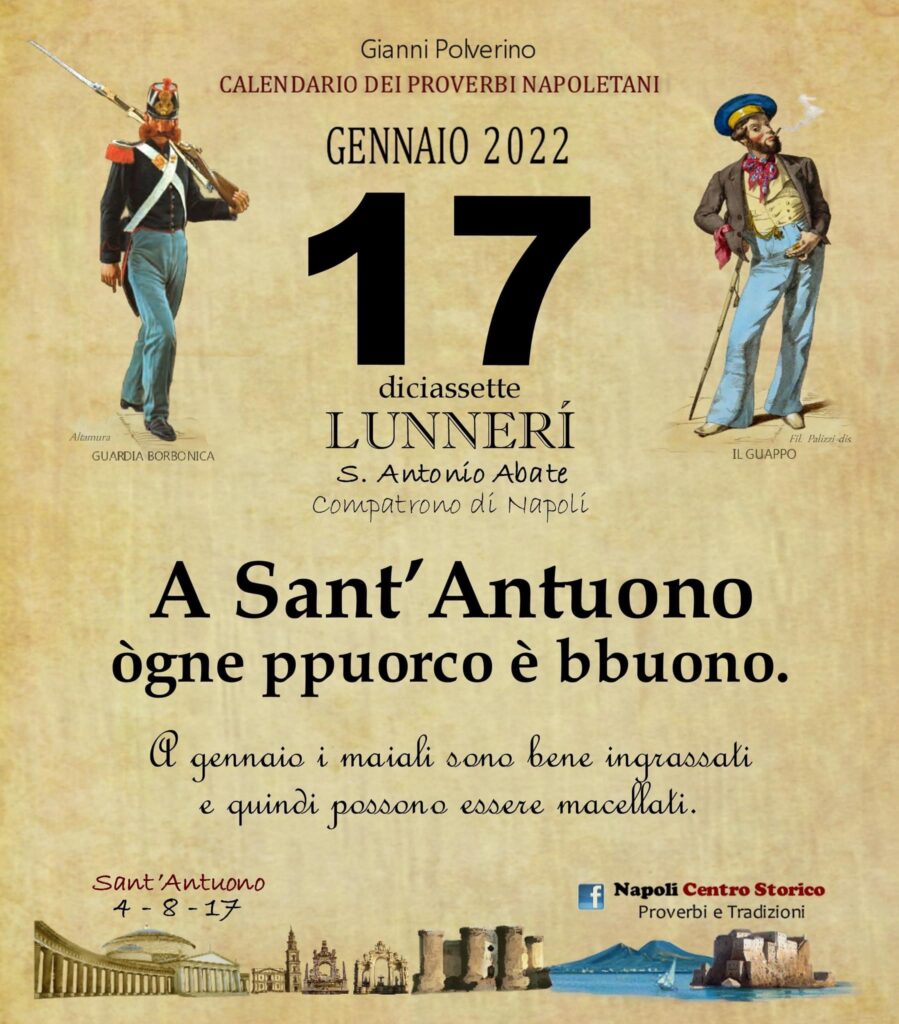 O PRUVERBIO D O JUORNO. Lunedì 17 gennaio 2022