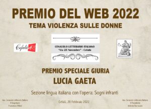 Premio del Web 2022, Speciale Giuria, assegnato alla poetessa irpina Lucia Gaeta