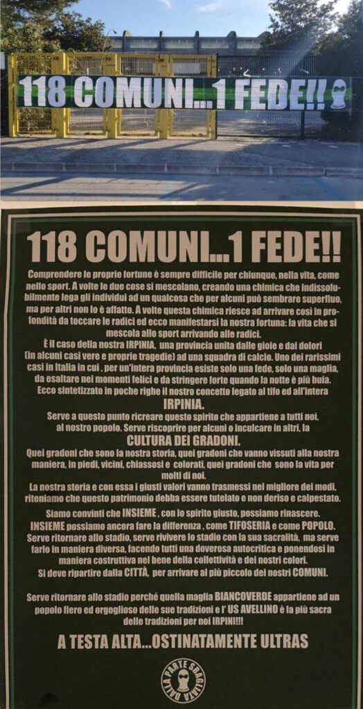 Striscioni in tutta la provincia per sostenere lAvellino: 118 comuni...1 fede!!