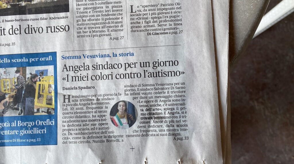Angela  Sorrentino, la bimba autistica con la passione dei disegni, riceve lattenzione anche de Il Mattino