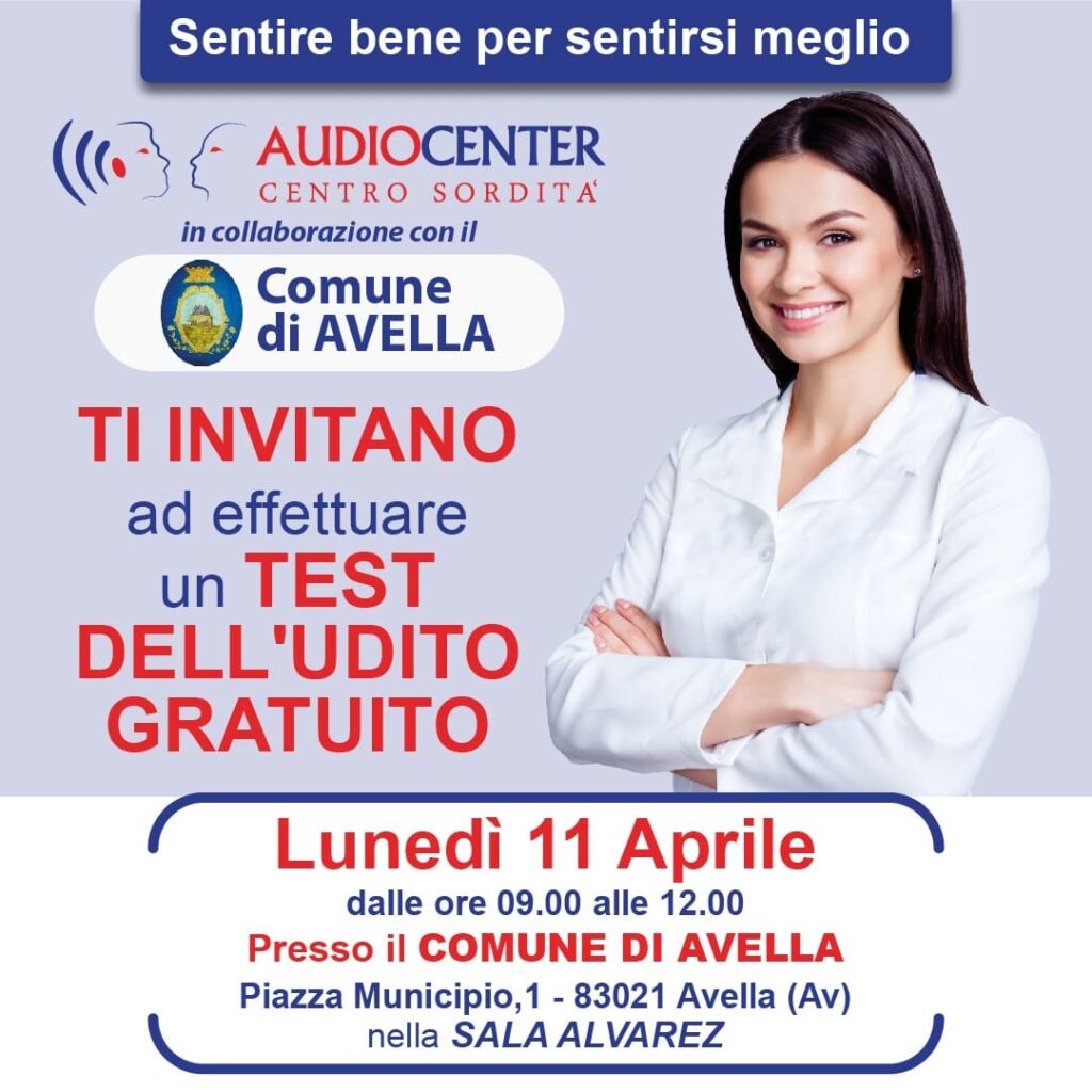 AVELLA.Lunedì 11 aprile test delludito gratuito dalle ore 9 alle ore 12.00 presso il Comune.