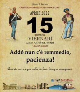 O PRUVERBIO D O JUORNO. Venerdì 15 aprile 2022