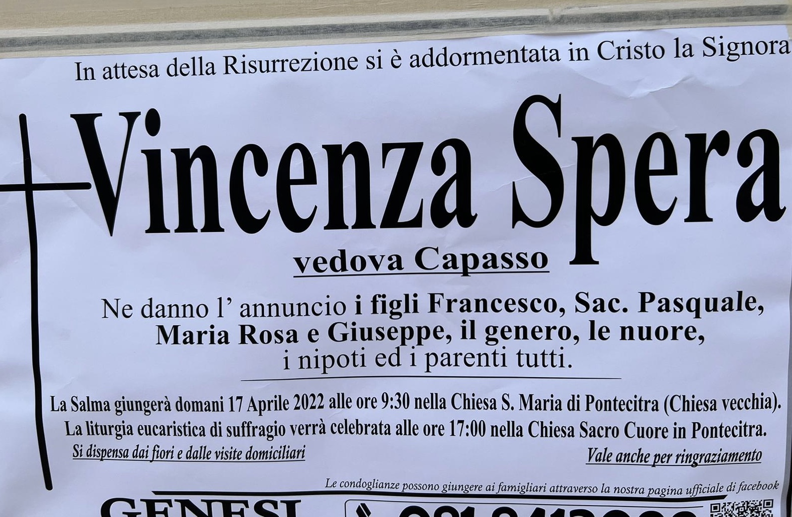 NON È PIÙ. Mugnano, lutto Vincenza Spera NON È PIÙ. Mugnano, lutto Vincenza Spera