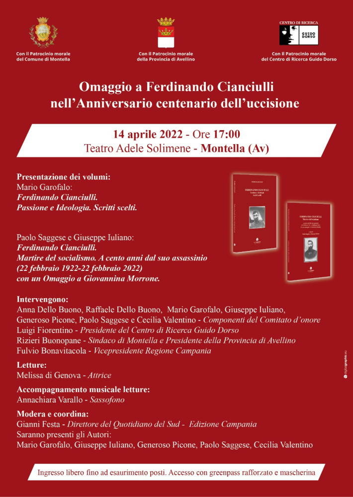 Ferdinando Cianciulli, l’omaggio di Montella a cento anni dall’assassinio Ferdinando Cianciulli, l’omaggio di Montella a cento anni dall’assassinio