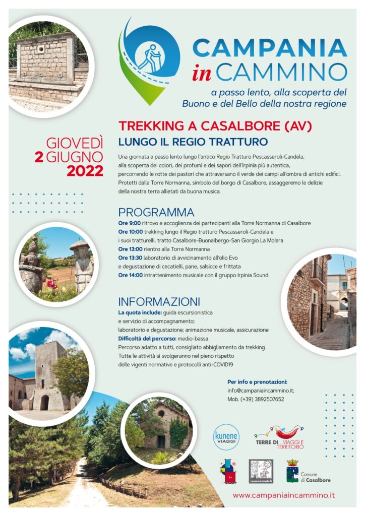 Campania in Cammino, arriva la seconda tappa a Casalbore.   Il due giugno si camminerà insieme lungo il Regio Tratturo Pescasseroli Candela.