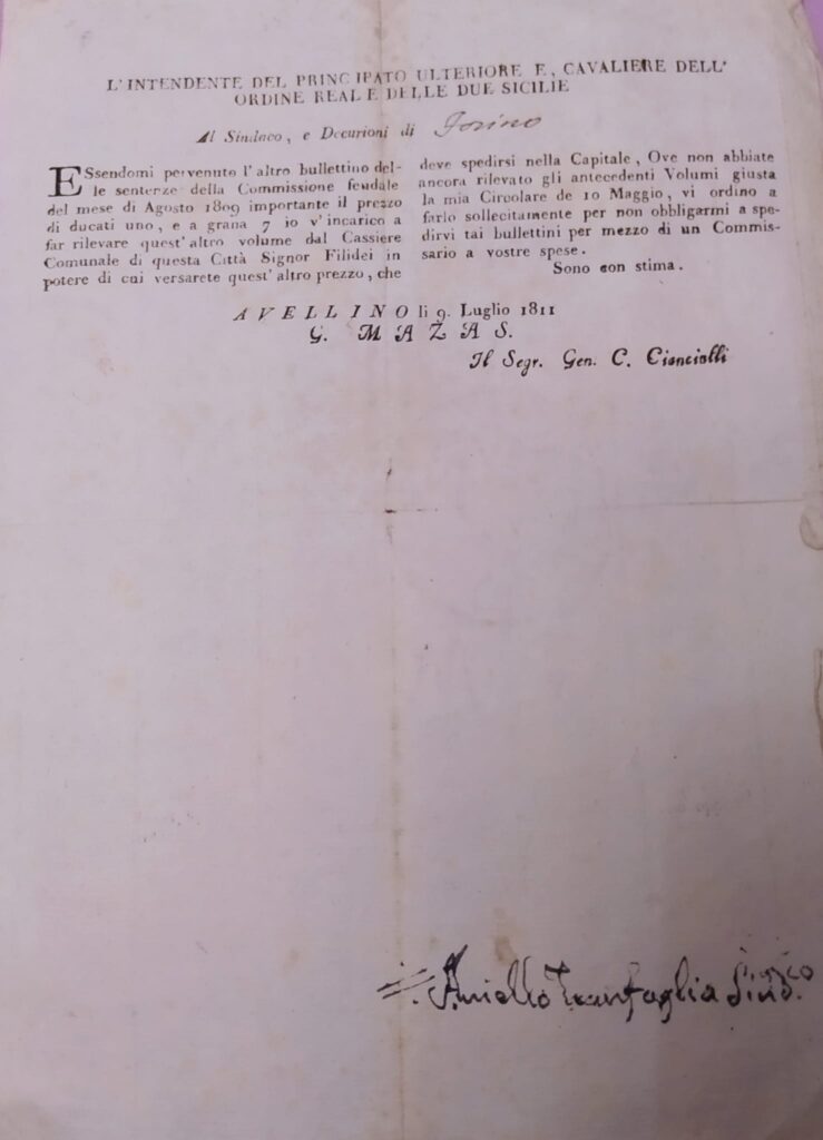 Forino (Av): Ecco lantico documento che potrebbe spianare la strada al riconoscimento del Titolo Onorifico di Città a Forino.