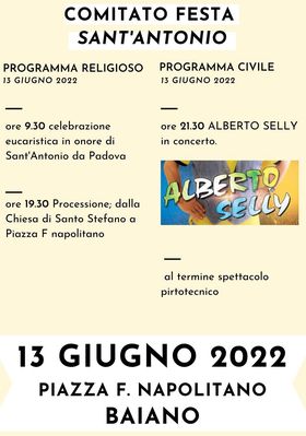 BAIANO. Il 13 giugno arriva la festa in onore di SantAntonio da Padova BAIANO. Il 13 giugno arriva la festa in onore di SantAntonio da Padova