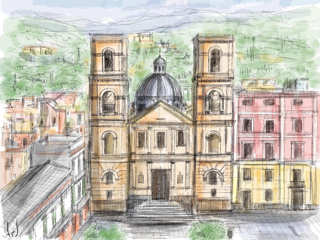 Premio Bassa Irpinia 2022, Armando Sodano realizza la litografia del Santuario di Santa Filomena