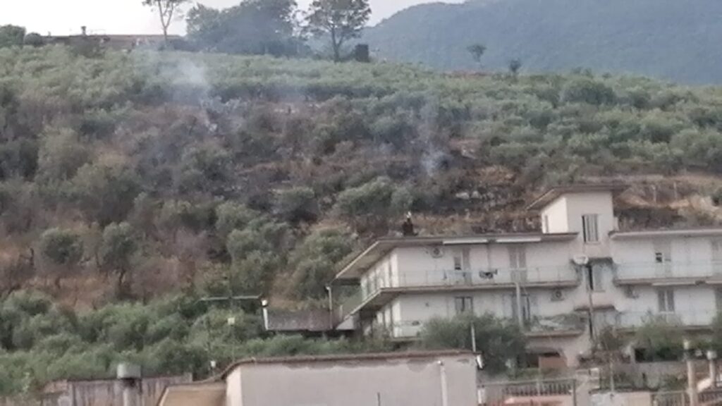 AVELLA. A fuoco la vegetazione ai piedi del Castello