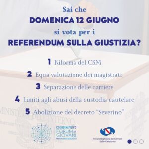 Verso i referendum sulla giustizia. Webinar di approfondimento del Coordinamento del Forum dei Giovani della Provincia di Benevento
