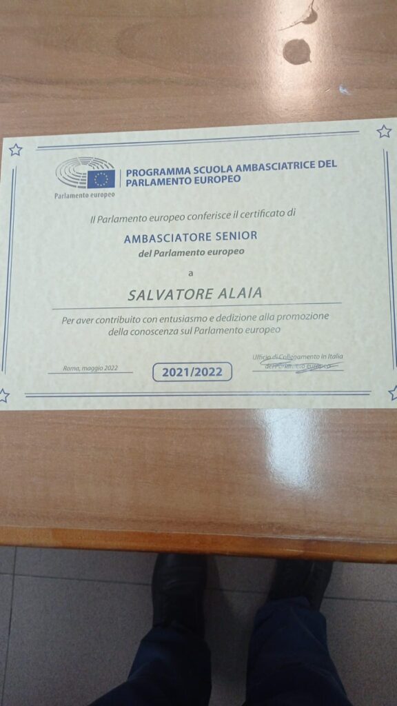 SPERONE. Salvatore Alaia nominato Ambasciatore del Parlamento europeo.