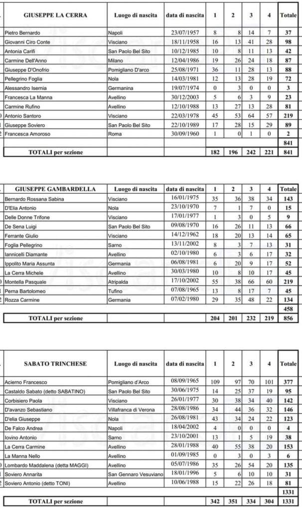 VISCIANO. Le preferenze di tutti i singoli candidati alle elezioni comunali
