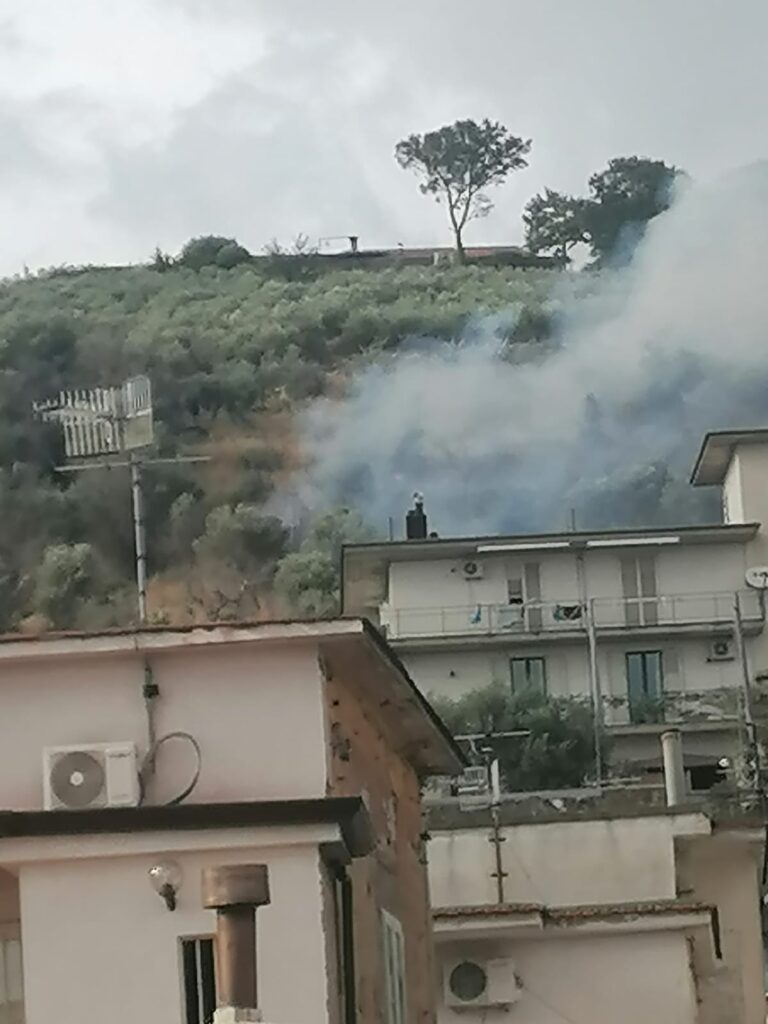 AVELLA. A fuoco la vegetazione ai piedi del Castello