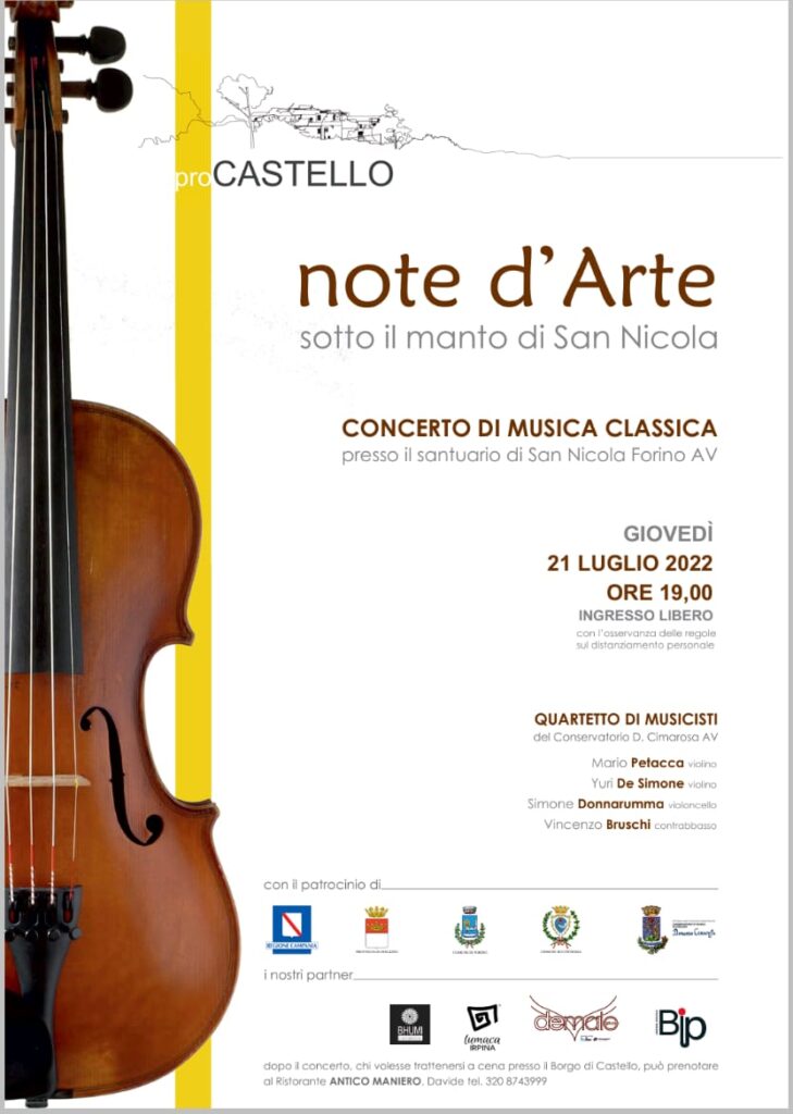 Forino (Av): Giovedì 21 Luglio il Gran Concerto di Musica Classica al Santuario di San Nicola Note dArte