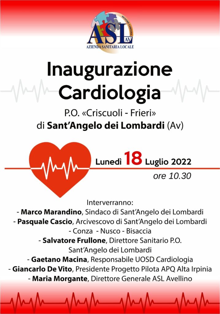 INAUGURAZIONE REPARTO CARDIOLOGIA  P.O. “CRISCUOLI FRIERI” DI SANT’ANGELO DEI LOMBARDI
