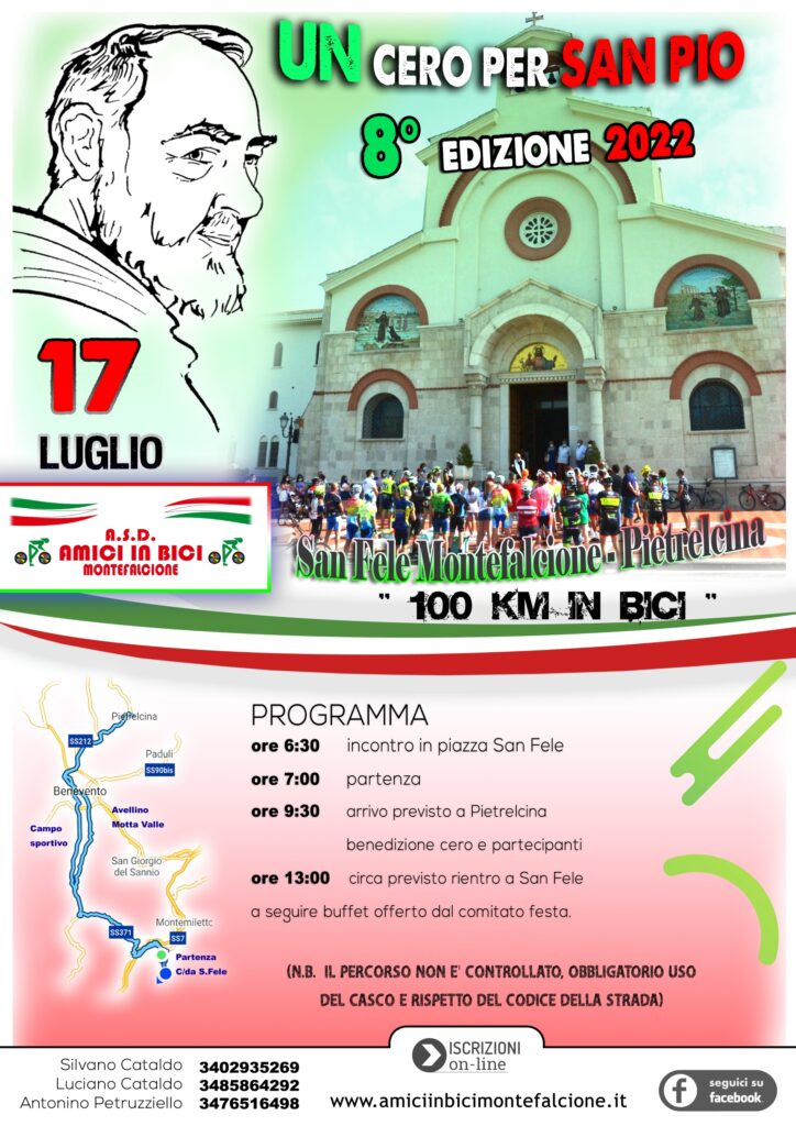 MONTEFALCIONE. “UN CERO PER SAN PIO ”, arriva lottava edizione della pedalata in onore di San Pio