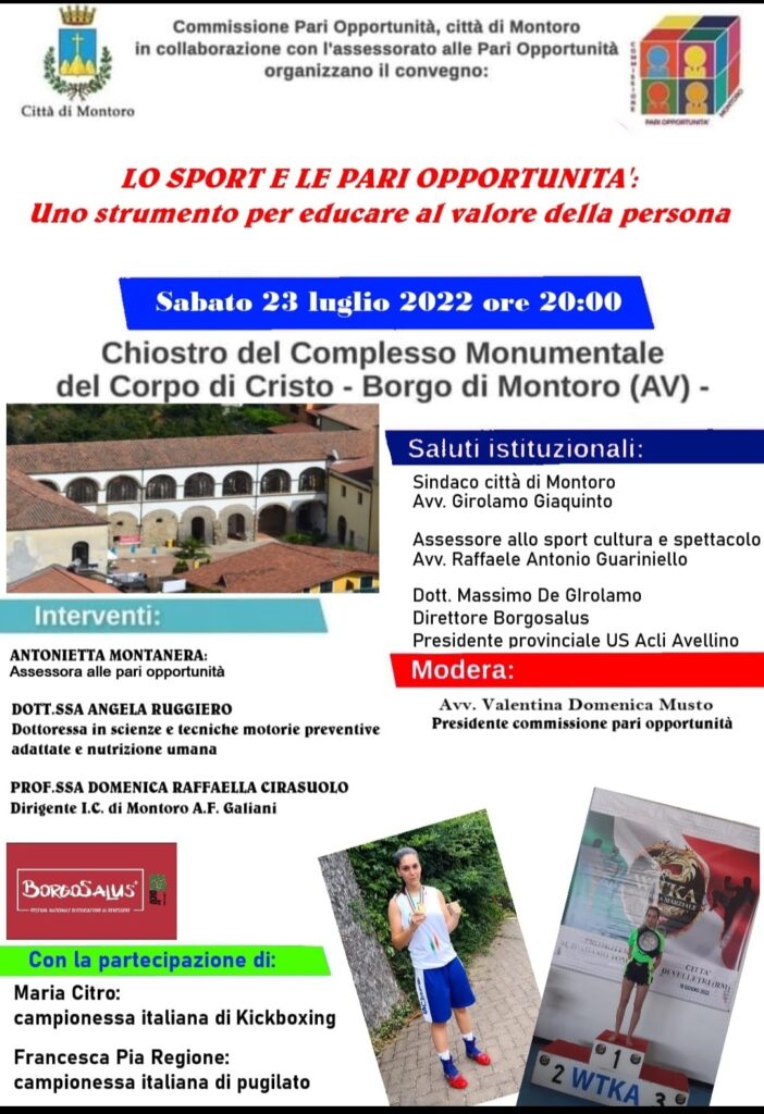 MONTORO. Lo Sport e le pari opportunità. uno strumento per educare al valore della persona MONTORO. Lo Sport e le pari opportunità. uno strumento per educare al valore della persona