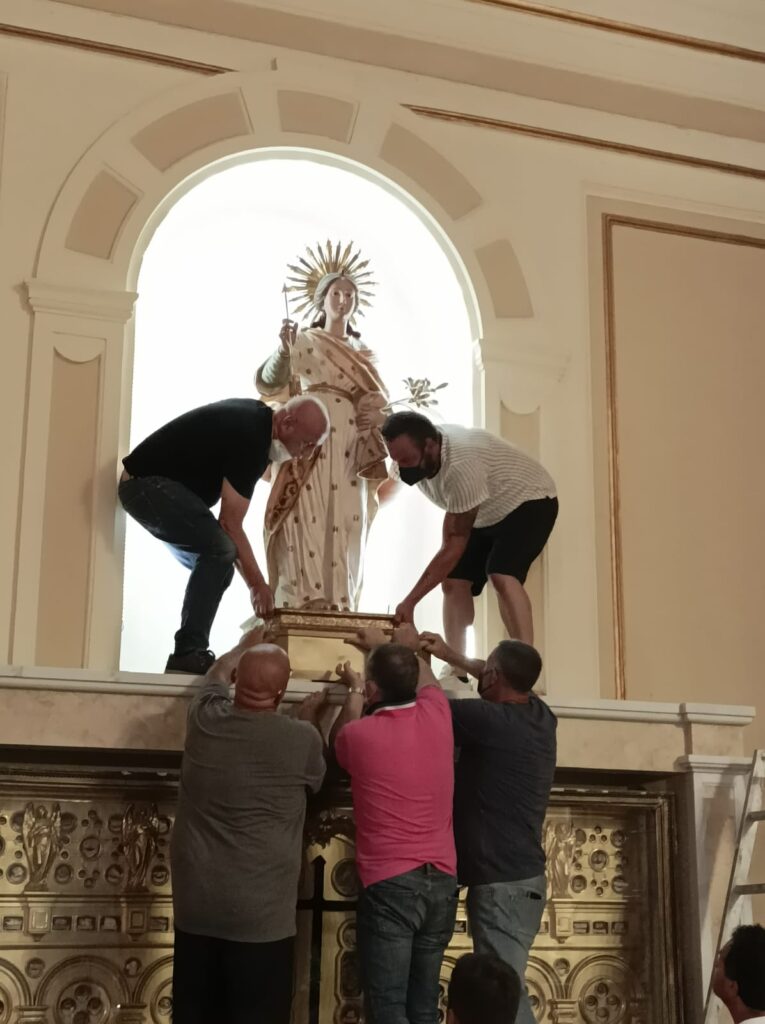 Mugnano  Preparata la Statua di Santa Filomena per lintronizzazione di domani