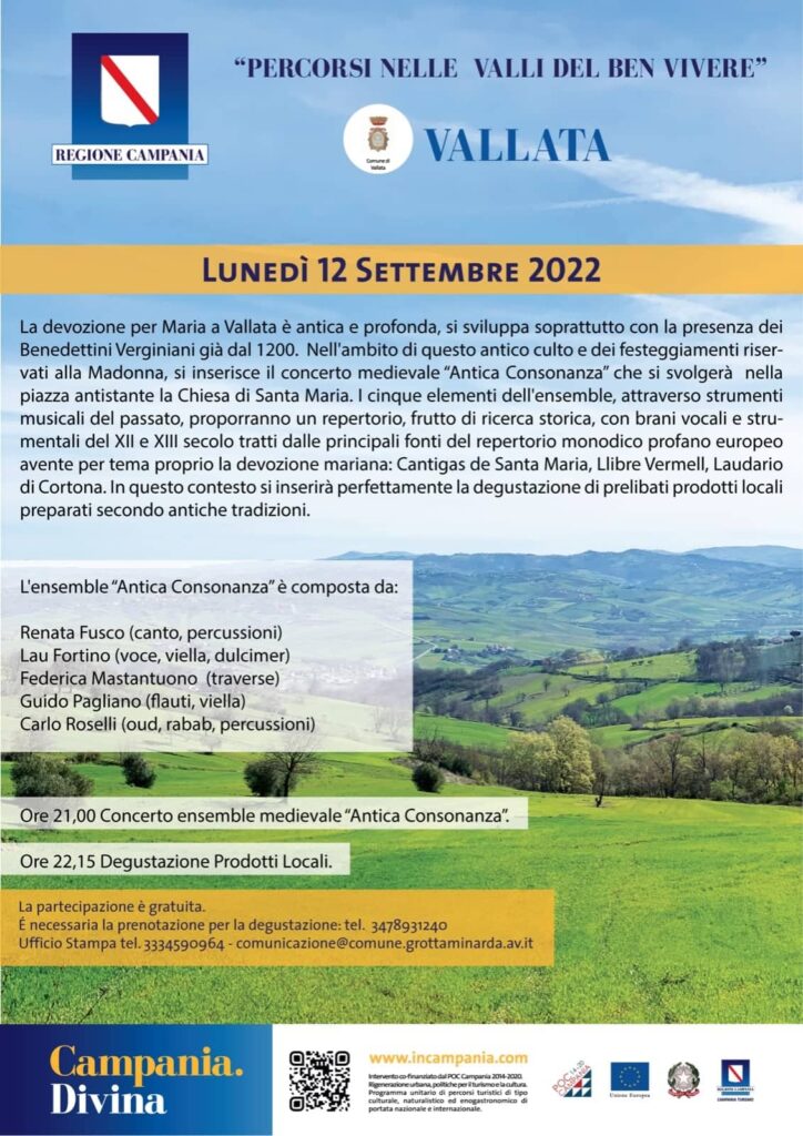 VALLI BEN VIVERE. A VALLATA CONCERTO DELLENSEMBLE MEDIEVALE “ANTICA CONSONANZA”