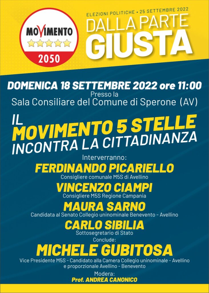 SPERONE. Domenica il M5S presenta i suoi candidati alle Politiche