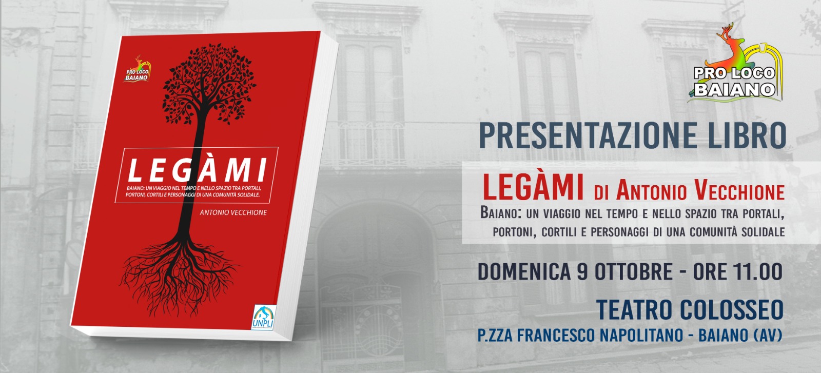 BAIANO. Antonio Vecchione presenta il suo ultimo libro: Legàmi. Appuntamento all11 ottobre